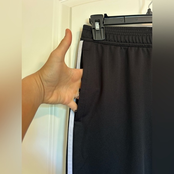 adidas Black skinny Track Pants with White Stripes with ankle zippers - Picture 3 of 7